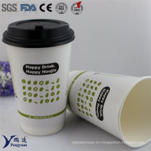 Biodegradable Desechable doble pared aislada papel de café tazas